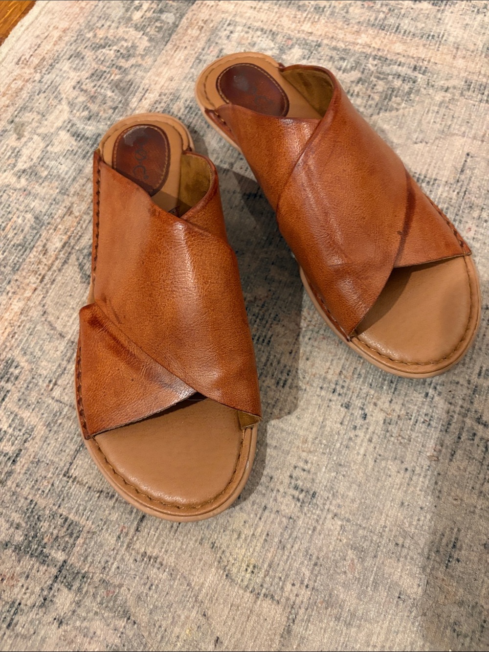 Boc Brown Faux Leather Slide on sandals Size 8